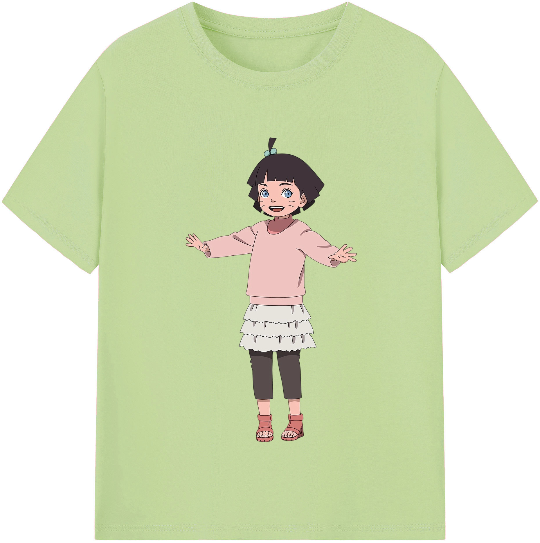 （画像用） NARUTO -ナルト- うずまき ヒマワリ Uzumaki Himawari 綿100％半袖Tシャツ（フロントプリント）